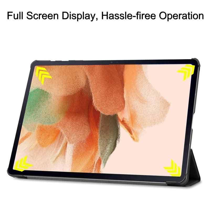 Image of Premium Shock Proof Stand Folio Multi Viewing Angles Hard PC Clear Back Case Cover Compatible with Samsung Galaxy Tab S8 Plus 12.4 inch (Black)
