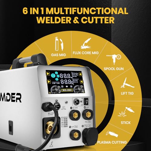 Image of SSIMDER MIG Welder 6 in 1 Gas MIG /Flux Core /Spool /TIG /Stick /CUT 110V 220V 160A Welder Plasma Cutter Combo Welding Machine for Home DIY Outdoor Industrial Use
