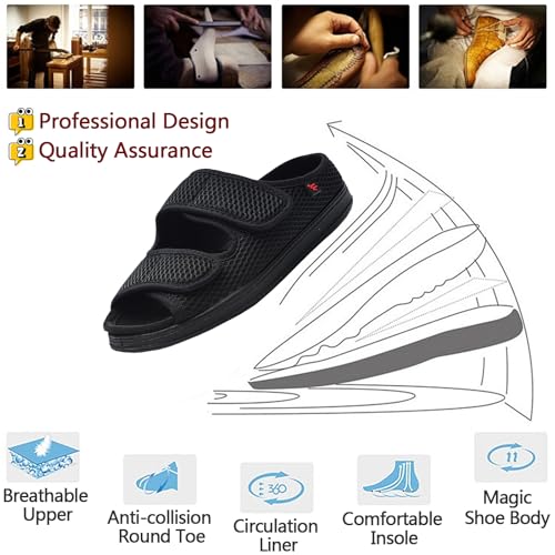 Image of Women's Diabetic Sandals, Extra Wide Width, Open Toe, Adjustable Magic Stickers for Wide Feet, Big Toes, Foot Diseases, Arthritis, Swollen Foot