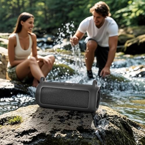 Image of M.G.R.J Portable Carrying Silicone Case Cover for Flip 7 Wireless Portable Bluetooth Speaker with Shoulder Strap and Carabiner (Black)