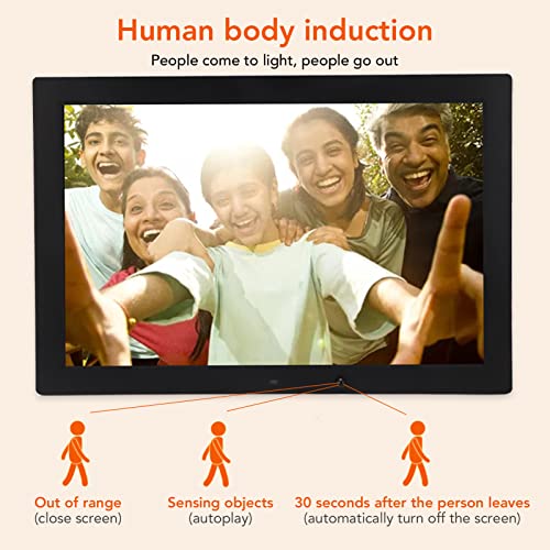 Porta-retratos digitais, porta-retratos digital de 17 polegadas com detecção de corpo humano, visual