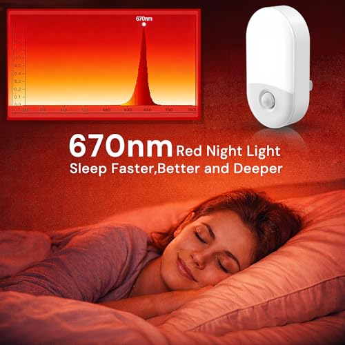 Image of L LOHAS LED Motion Sensor Night Light, Sleep Aid Red, 30 /60LM, 4 Pack