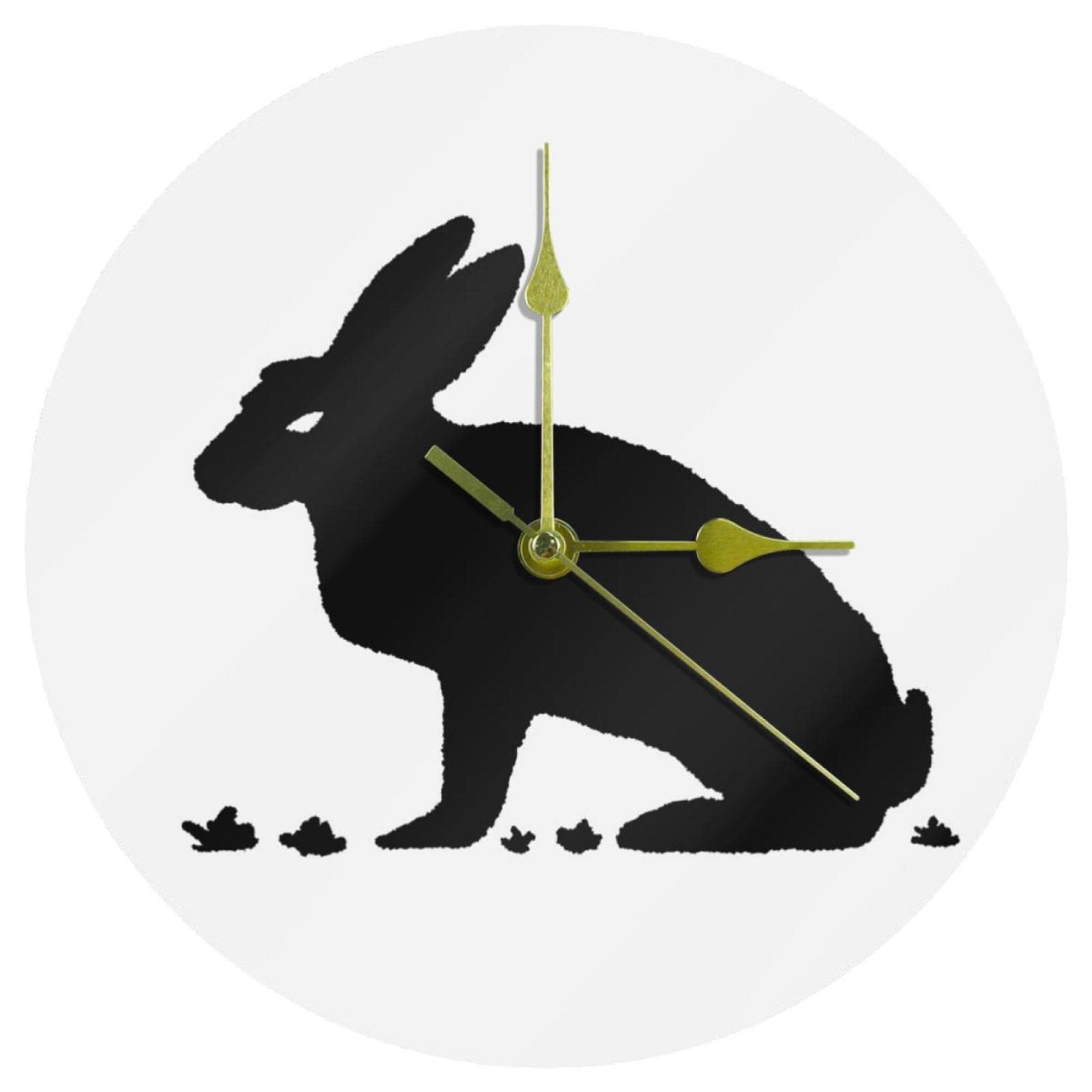 Horloge murale silencieuse lapin en acrylique 24 cm sans tic-tac pour le sommeil