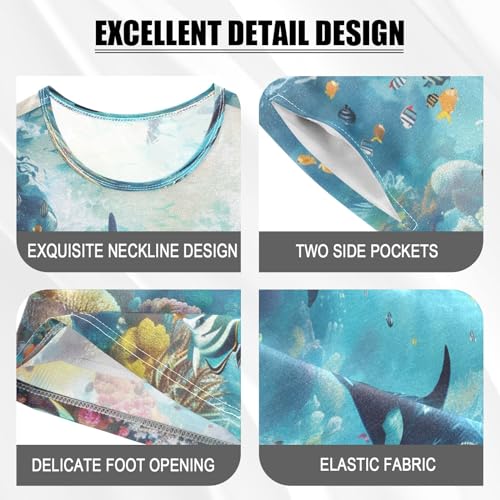 senya Whales Family Summer Pajamas Set Short Cotton Sleepwear 2 Piece4