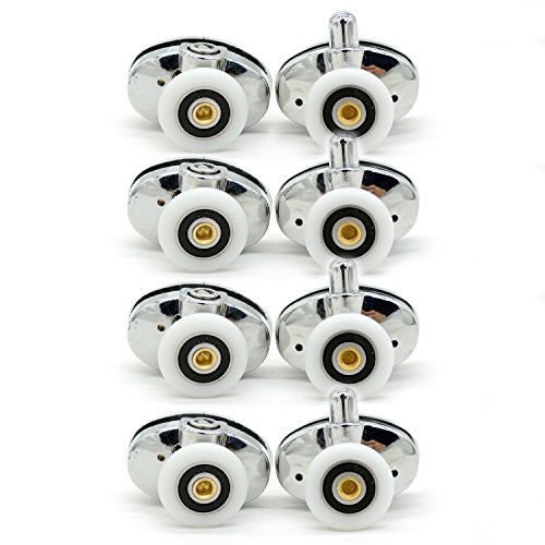 Image of Set of 8 New Oval Butterfly Single Wheel Shower Door Rollers 23mm