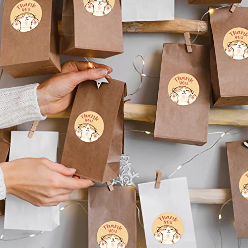 Heyfibro 500 Pcs Thank You Sticker Roll, 1.5" Cat Thank You Stickers Labels For Small Business, Baking Packaging, Round Sticker Tags For Gift Cards, Envelopes Seals, Wedding #TOP4