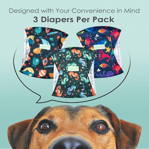 Image of wegreeco Washable Male Dog Belly Band (Stylish Pattern)- Pack of 3 - Male Dog Belly Wrap, Dog Diapers Male (Marine Horse, X-Small)