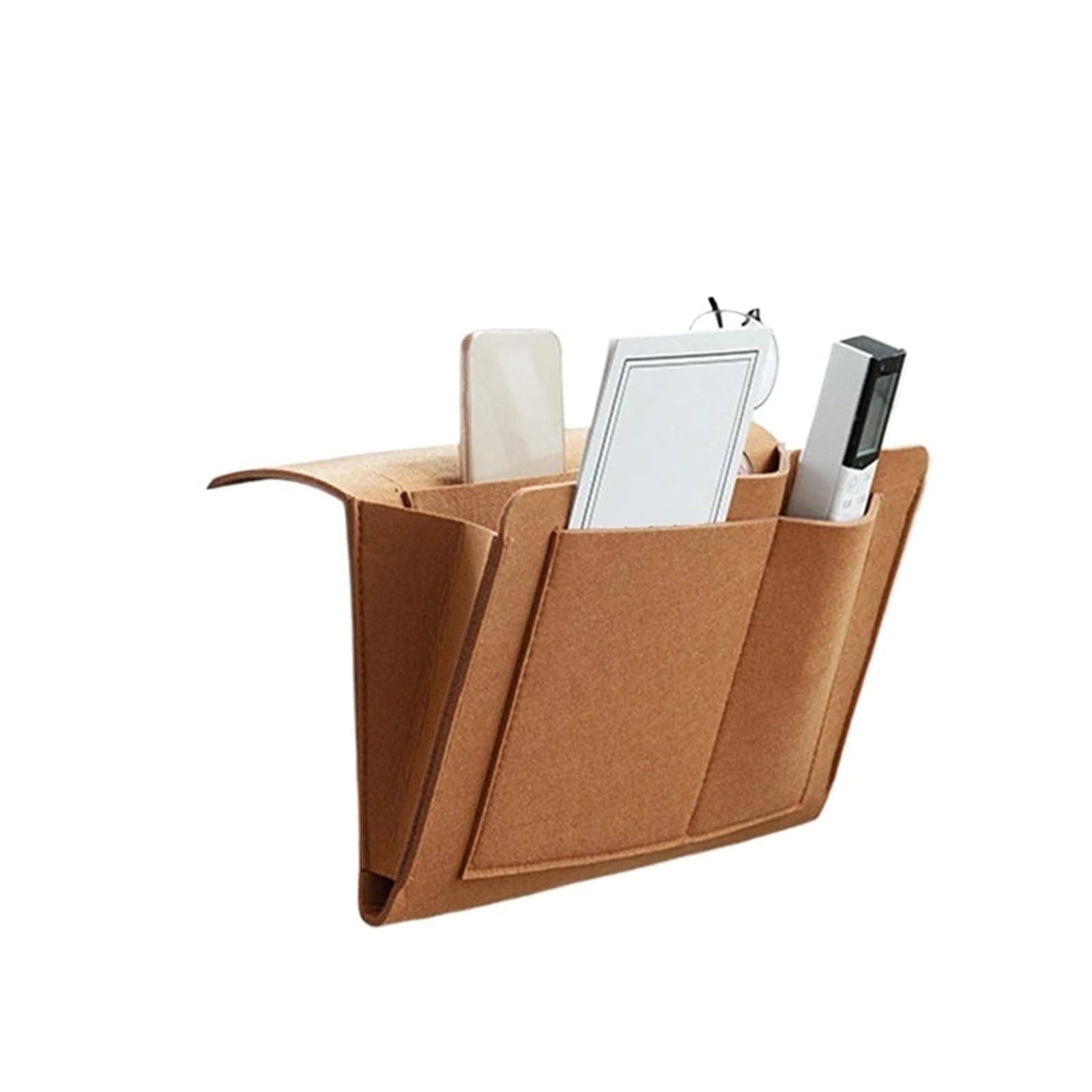 KiddiBubzi Felt Bedside Storage Bag Organizer Bed Desk Bags Sofa TV Remote Control Hanging Caddy Couch Holder Pockets(Brown)