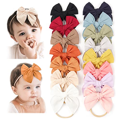 Image of Niceye Baby Girl Bows and Headbands, Stretchy Nylon Hairbands Hair Bows for Newborns, Infants, Toddlers - Handmade Baby Hair Accessories for Girls