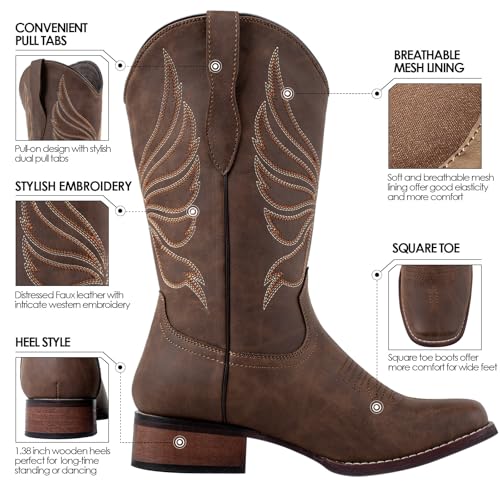 J's.o.l.e Cowboy Boots for Women Square Toe Cowgirl Boots Ladies Fashion Western Boots3