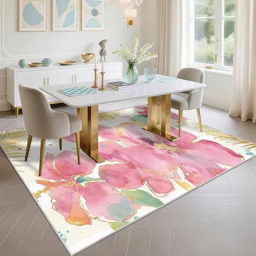 Tapis de salon motif floral moderne rose pour réveiller la décoration de la chambre