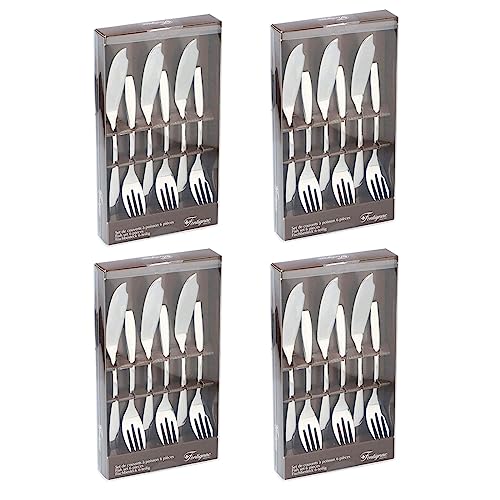 24 teiliges Edelstahl Fischbesteck für 12 Personen Fischgabel Fischmesser Fisch Besteck Gabel Messer