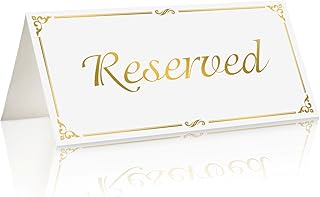 18 Pack Reserved Table Signs 7.1 x 7.5 inch Gold Folded Reserved Seating Signs Large Paper Table Tent Cards for Wedding Party Restaurant Event Meeting Seats Chairs Places