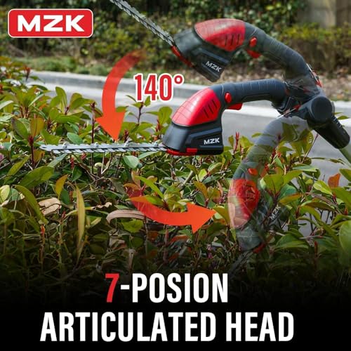 Image of MZK 2-in-1 20V Pole Mini Hedge Trimmer & Grass Shear, 13ft Reach, Electric Hedge Trimmer with Extension Pole, Multi-Angle,Used in Garden,Yard(2*Batteries and Charger Included)