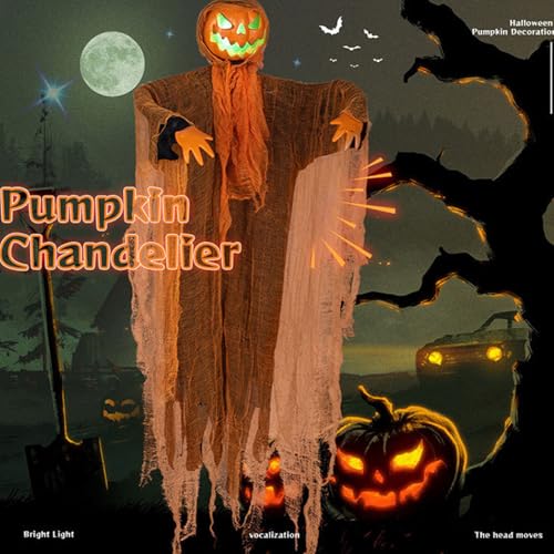 Fantôme d'extérieur éclairé Teksome Halloween tête rotative maison
