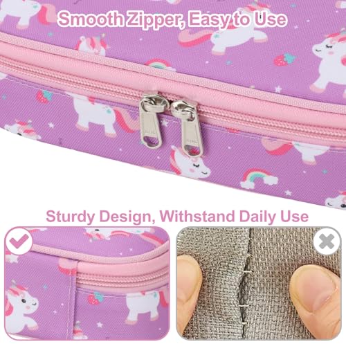 Image of Cute Kids Pencil Case - Girls Pen Pouch Large School Organizer | Pen Bag & Smooth Zipper, Multi-Slot Storage, Mesh Pocket, 900D Water Resistent, Giftable School Supplies, Pink Purple Unicorn
