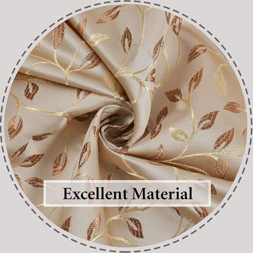 Image of FRESH FROM LOOM Window Floral Blackout Curtains 5 Feet Long,High Tenacity Yarn Polyester Grommet Weaved Premium Screens for Home Office,Prada for Living Room Bedroom,Hypoallergenic(Set of 3,Beige)