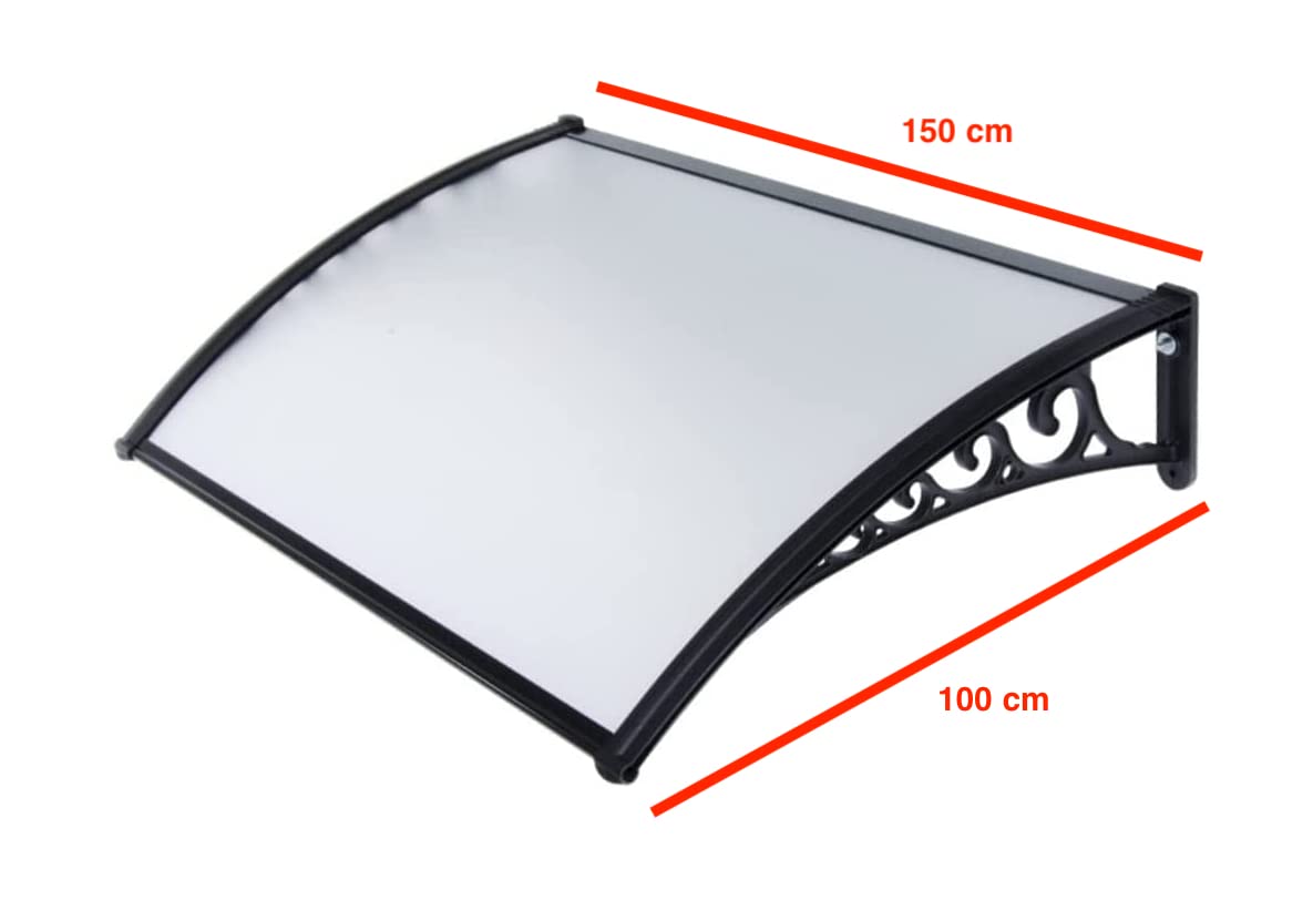 Pensilina Tettoia in Policarbonato Compatto Satinato Trasparente Modulabile estensibile (150x100 cm)