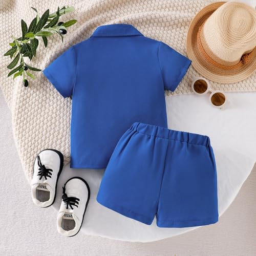 Image of Toddler Boy Clothes Summer Outfits Button Down Shirt Shorts Set 1-5T