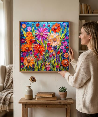 Image of Puzzle for Adults, Jigsaw Puzzle for Adults 1000 Pieces, Colourful Flower Design for Home Activities, Paper Quality Craftsmanship