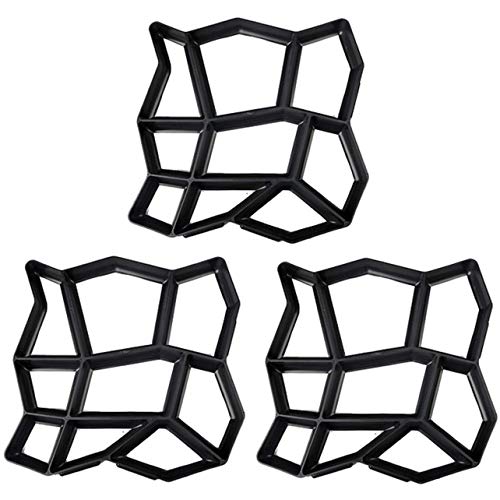 PQZATX - Set di 3 stampi per pavimentazione fai da te irregolari, per realizzare percorsi e mattoni, per cemento, per pietra, per giardino, cortile, patio e passeggiate, 13,8 x 13,8 cm