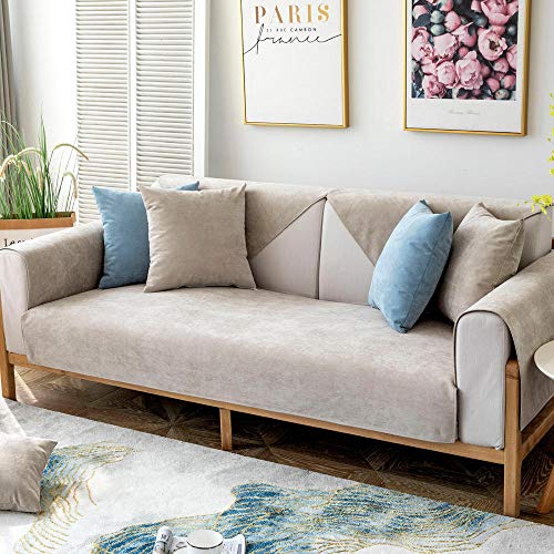 YUTJK Verdickte wasserdichte Sofamatte,Für Haustiere Couch Sofa Überwürfe,Anti-rutsch Übergroßen Spitze Couch Sofa Überwürfe Couch-Shield,Sofaschoner,für Sommer,Khaki Cover