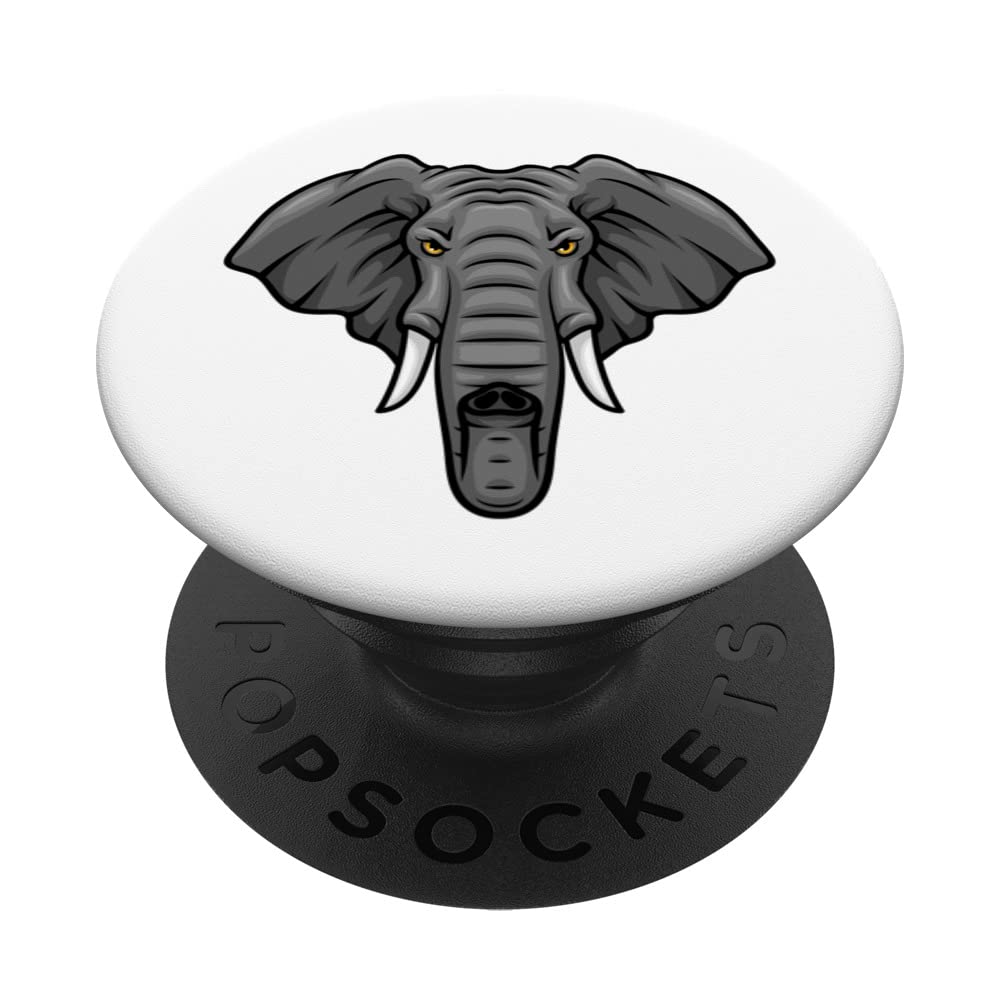 Angry Elephant Silhouette Zoologist World Elephant Day PopSockets Swappable PopGrip