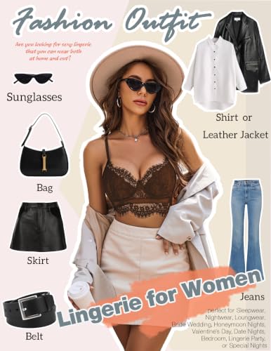 Image of Avidlove Lace Bralettes for Women Y2k Strap Bustier Cami Top V Neck Camisole Lingerie