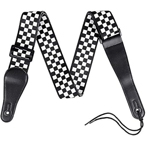 LegendTech Guitar Strap Adjustable Guitar Belt with Durable Polyester Leather Ends (158*5*0.5cm, Lattice) Cover