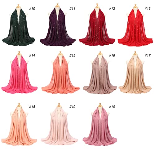 Women Soft Pearl Chiffon Hijab Scarf, Solid Color Easy Wear Hijabs for Women Long Scarf Wrap Scarves Shawl2
