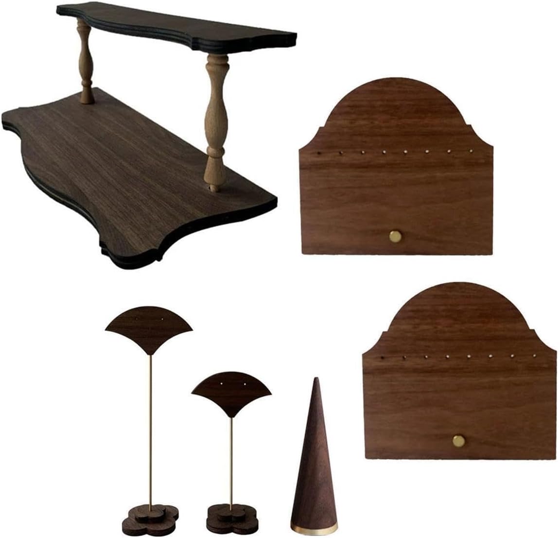 Aesthetic Multi-style Wooden Metal Jewelry Display Stand Set