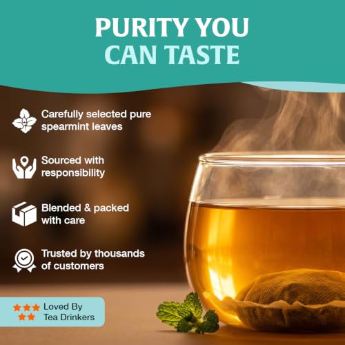 Image of HANDPICK, Spearmint Tea Bags (40 Herbal Tea Bags) |Refreshing Mint Tea | Non-GMO | Round Eco-Conscious Teabags