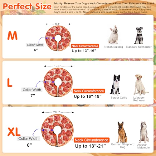 Image of BEAUTYZOO Dog Cone Alternative After Surgery for Large Medium Small Dogs, Soft Inflatable Cone Collar for Dogs Cats, Pet Neck Donut E Collar Dog Recovery Collars to Stop Licking, Pizza, XL