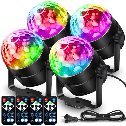 Image of NEQUARE Disco Ball DJ Party Lights Sound Activated with Remote Control Strobe Lamp 7 Modes Stage Light for Home Room Dance Parties Karaoke Halloween Christmas Birthday Decorations[4-Pack]