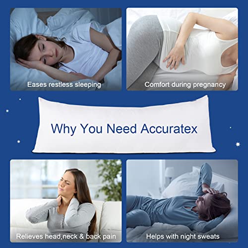Image of ACCURATEX Full Body Pillow for Adults - Hybrid Shredded Memory Foam Firm Body Pillow with Soft Fluffy Down Alternative Cotton Cover - Adjustable Loft Long Pillows for Sleeping