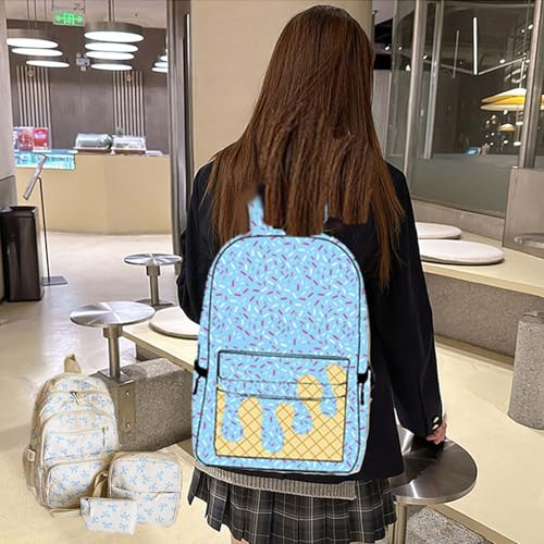 Ice Cream Backpack, Ice Cream Drip Backpack For Boys, Kawaii Shoulder Bag With Side Pockets, Cute Large Capacity Daypack (Light pink)3