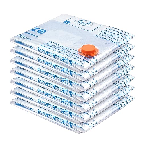Vacuum Storage Bags 7 Jumbo, Space Saver Sealer Bags,Plastic Packaging Bags,Compression Bags for Clothes, Pillows, Comforters, Blankets, Bedding,No pump included