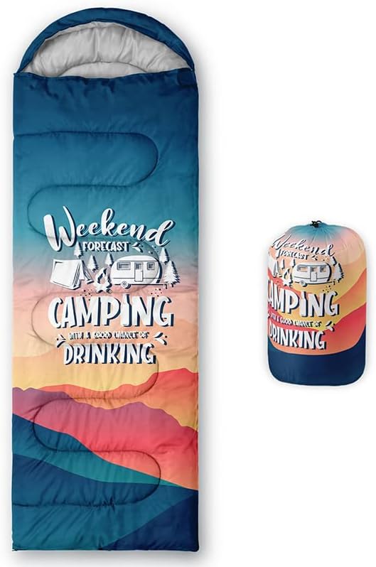 Vista 27 de Saco de dormir para adultos y niños, furgoneta de campamento de montaña verde, ligero, cálido, portátil, para interiores y exteriores, impermeable