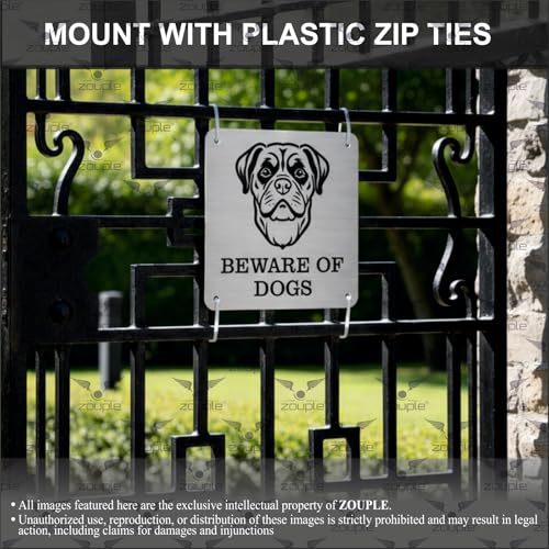 Image of Beware of Dog Sign, Rottweiler, 6x6 Inch, Durable Steel, Dual Mount