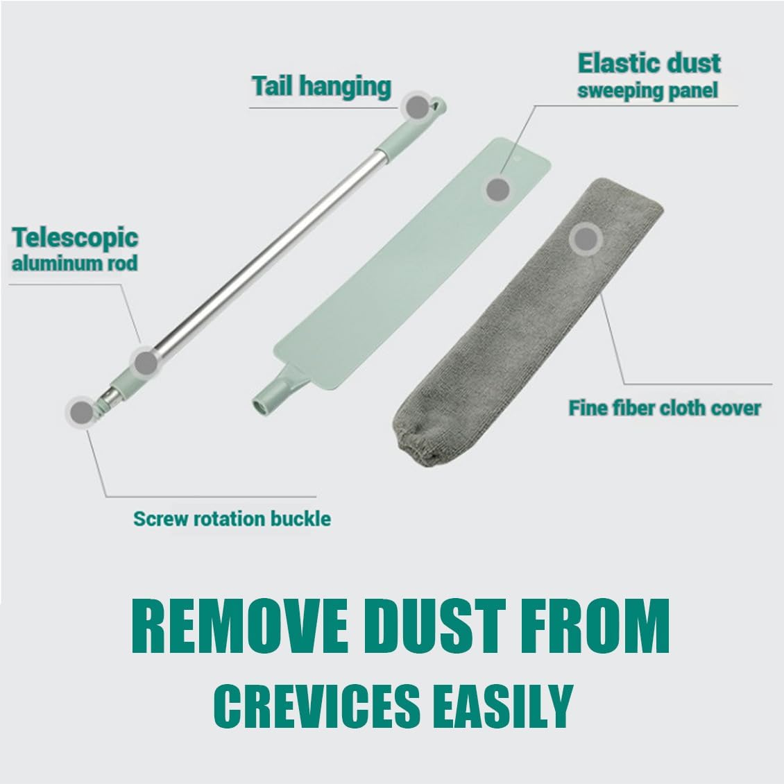 Retractable Gap Dust Cleaner – 38" Extendable Microfiber Duster with Bendable & Removable Head, Washable Brush for Easy Cleaning Under Furniture, Appliances & Sofas (3Set)