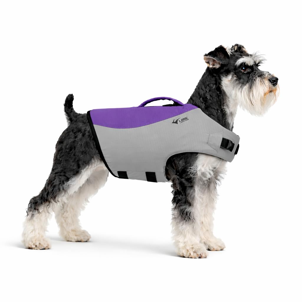 Dog Life Jacket, Sport Style Dog Float Coat with Excellent Buoyancy, Stylish Dog Swimming Safety Vest with Rescue Handle for Small Medium Large Dogs Purple S