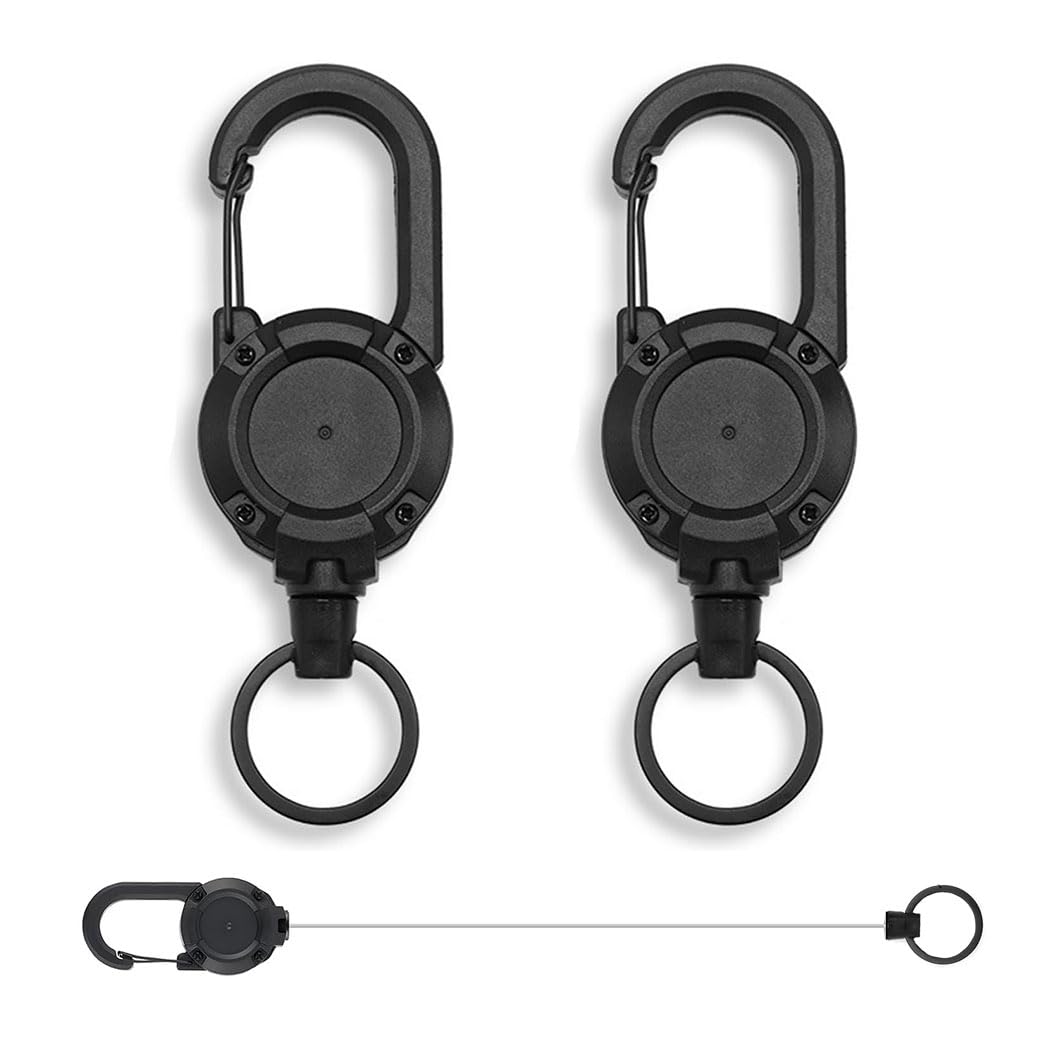 2Pcs Retractable Keychain, Heavy Duty Badge Reel with 23.6'' Steel Cord