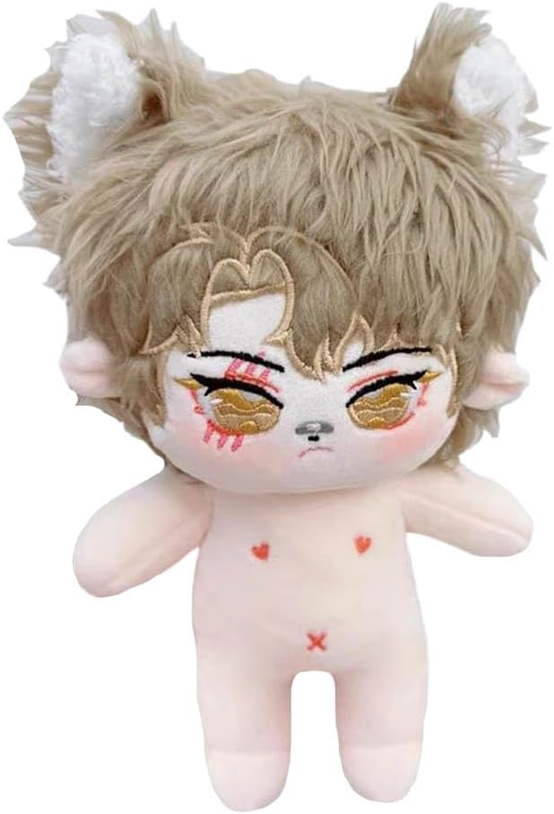 niannyyhouse 20cm Plush Doll Red Colorful Brown Hair Boy Humanoid Stuffed Body no Attribute Wearable Clothing (3-with Skeleton)