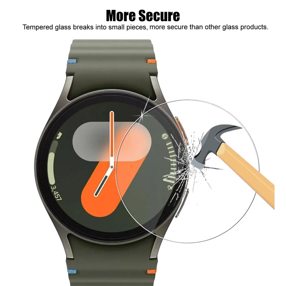 Paquete de 4 protectores de pantalla para Samsung Galaxy Watch 7 (40 mm) / Watch 6 (40 mm) / Watch 5 (40 mm) / Watch 4 (40 mm) / Watch FE de 40 mm de vidrio templado, HD transparente,