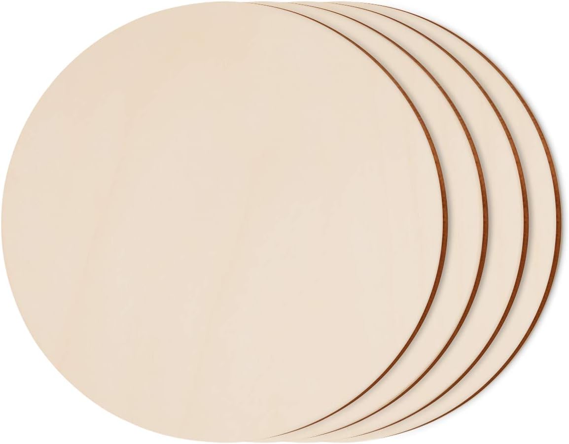 Worown 4 Pieces 14 Inch Unfinished Wood Rounds, Round Wood Discs