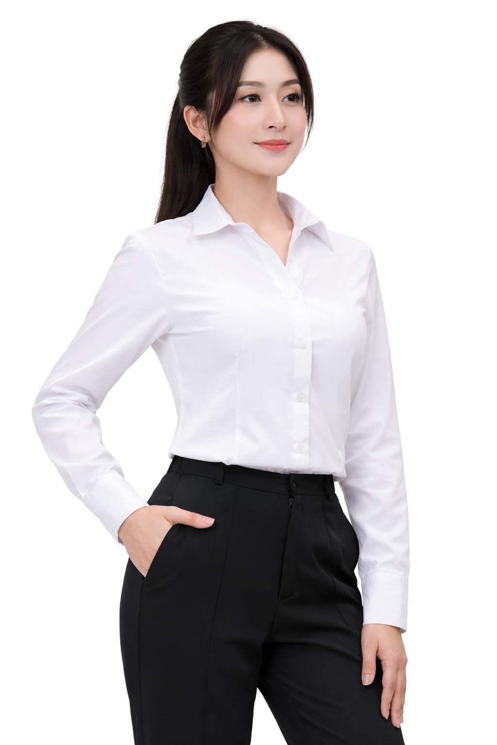 Women Full Sleeve Stylish Western Stylish Women’s Formal Shirt Regular fit Shirts for Women(White)-image-38