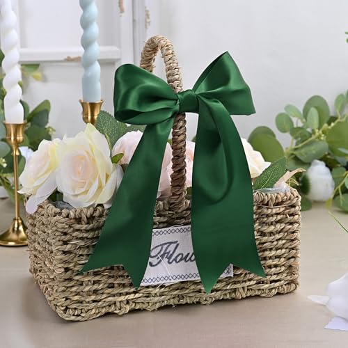 Image of Forest Green Satin Ribbon 3 inch X 15 Yards Polyester Ribbon for Gift Wrapping Very Suitable for Weddings Party Hair Bow Invitation Decorations and More