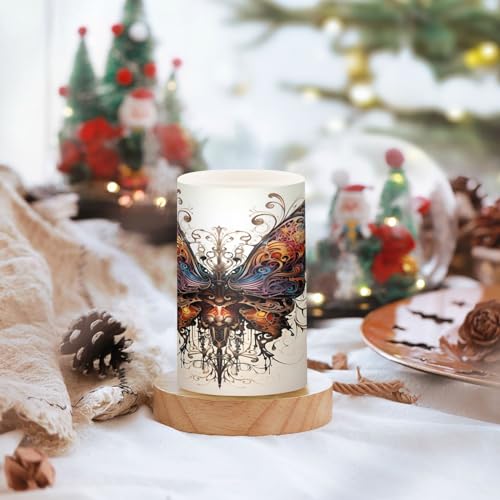 Image of ALAZA Butterfly Flickering Flameless Candles Battery Operated with Remote Timer,Tea Light Candles LED Pillar Votive Candles Set of 2 for Outdoor Indoor Decorations