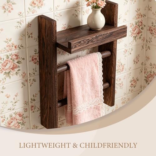 Porte-serviettes rustique marron pour éviter de percer le carrelage de douche