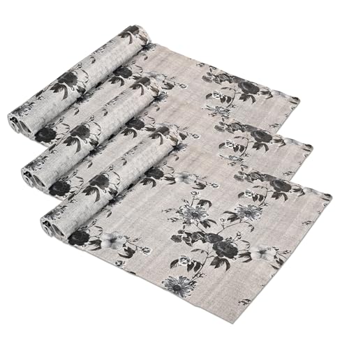 Image of Kuber Industries Pack of 3 Waterproof & Durable 5 Meters Kitchen Mats for Shelf Liner Roll | Wipeable Fridge Sheets for Shelves Cabinet Drawer | Flower Print Blue - Grey